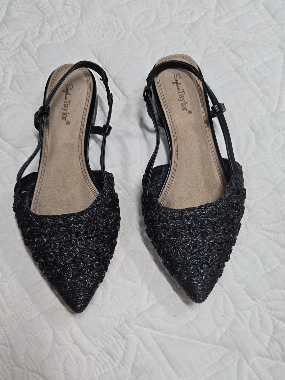 Sophia Taylor Black Pointed Slingback Flats | 7.5W